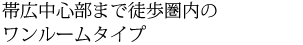 帯広中心部まで徒歩圏内のワンルームタイプ